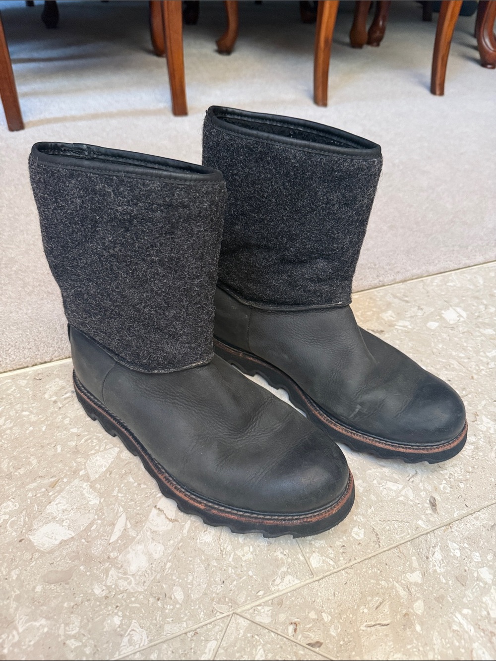 Sorel Men's NM1707-010 Mad Slip Leather Felt Slip On Winter Boots Size 7.5